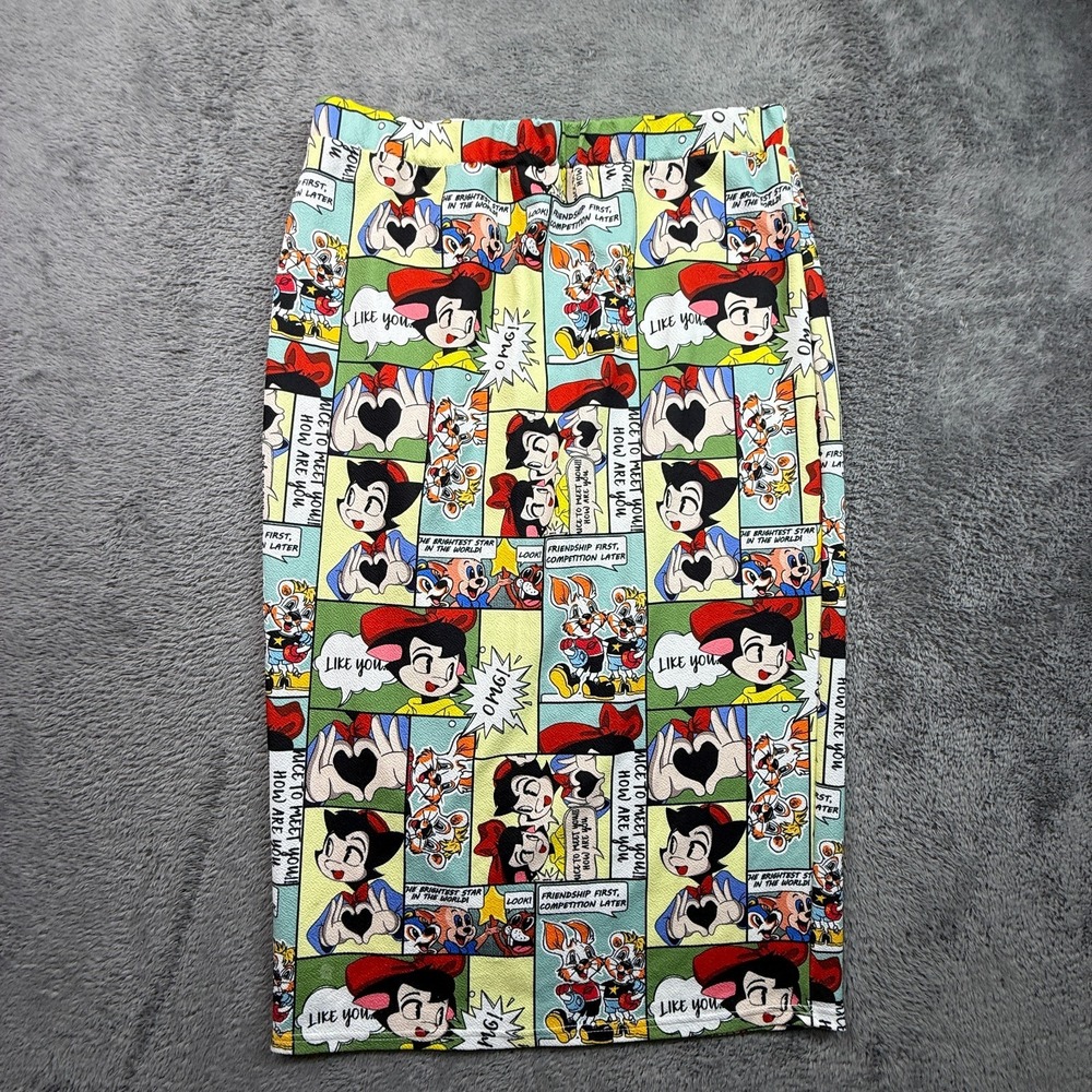 Shein Pop Art All Over Print Midi Skirt Pull On Vintage Cartoon Style Anime 1X